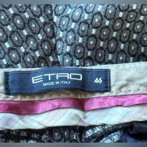 Vintage Etro Women’s Brown Check Cropped Pants, 46, 10 - Picture 3 of 3